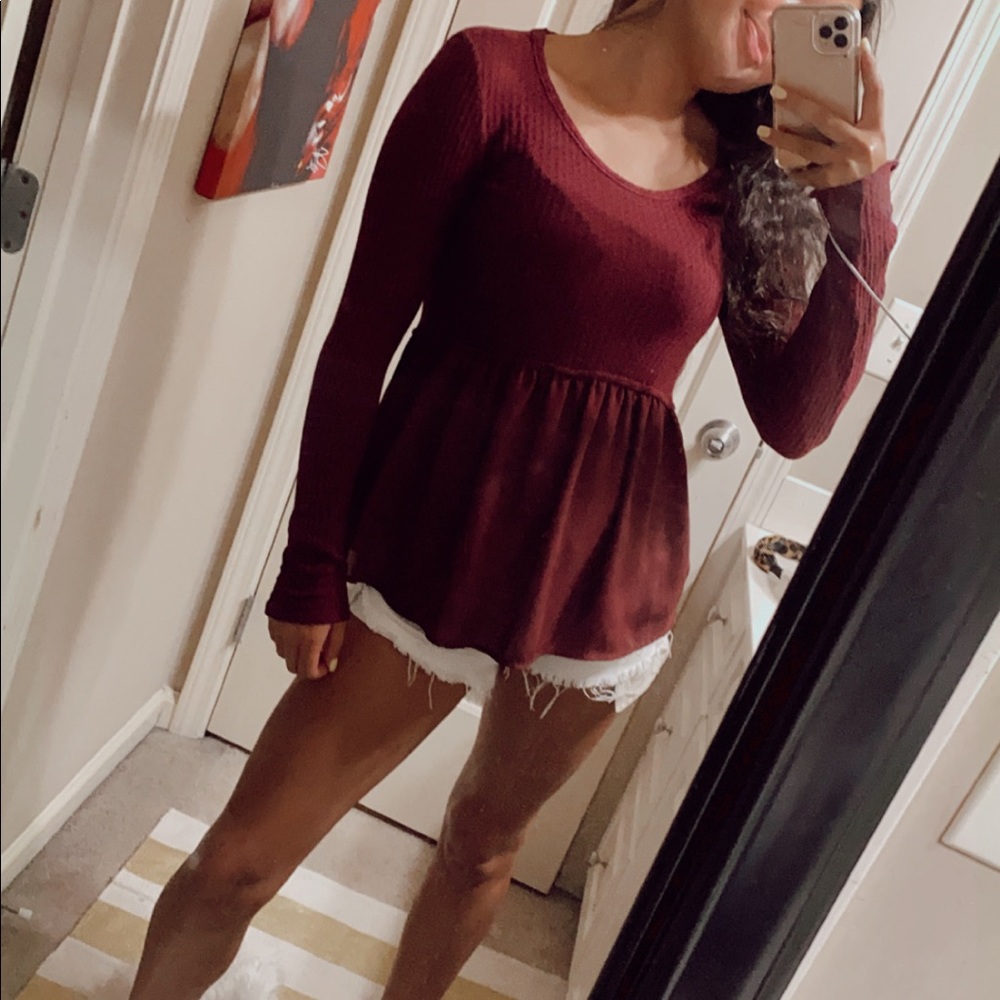 Maroon Flowy Top